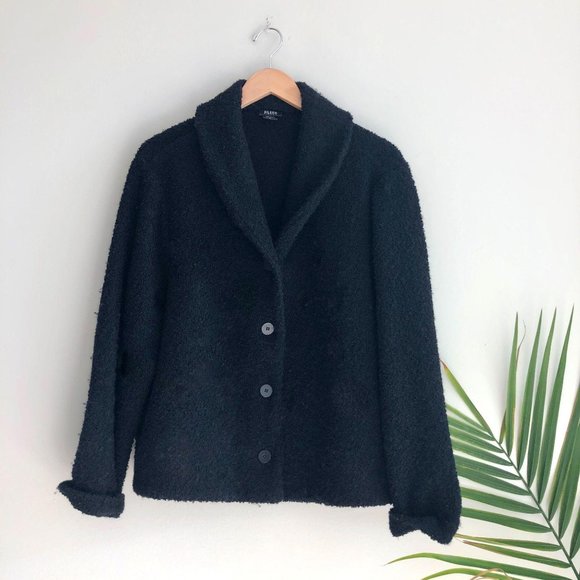 Eileen Fisher Jackets & Blazers - ⭐️ Eileen Fisher Wool Boucle Button Jacket Black L
